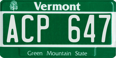 VT license plate ACP647