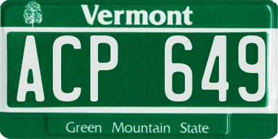 VT license plate ACP649