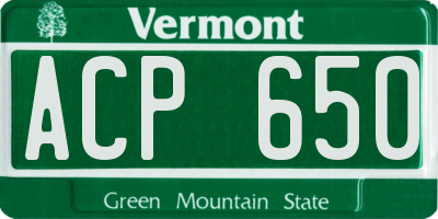 VT license plate ACP650