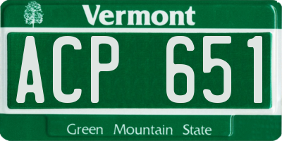 VT license plate ACP651
