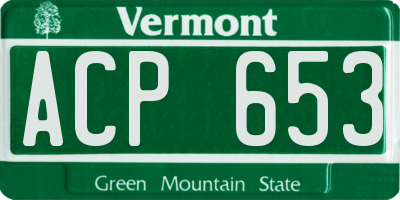 VT license plate ACP653