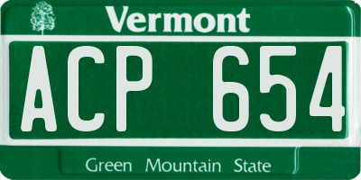 VT license plate ACP654