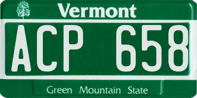 VT license plate ACP658