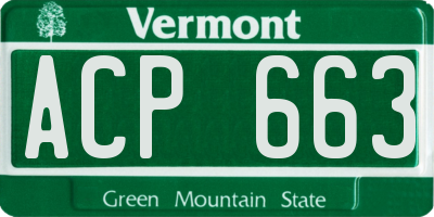 VT license plate ACP663