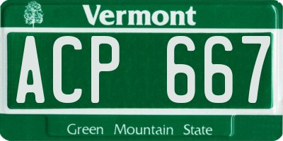 VT license plate ACP667