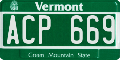 VT license plate ACP669