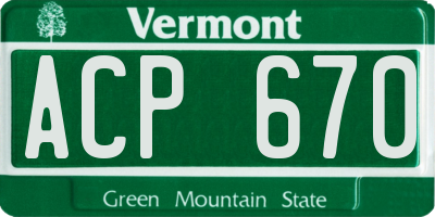 VT license plate ACP670