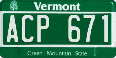 VT license plate ACP671