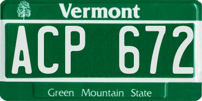 VT license plate ACP672