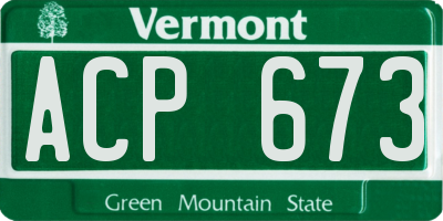 VT license plate ACP673