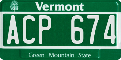 VT license plate ACP674