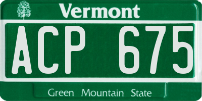 VT license plate ACP675