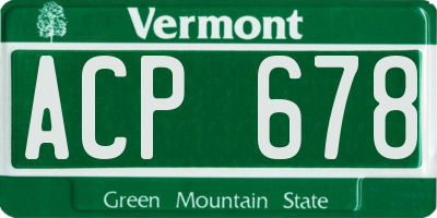VT license plate ACP678
