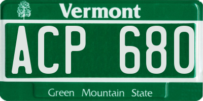 VT license plate ACP680