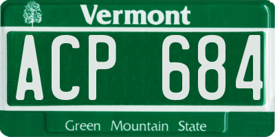 VT license plate ACP684
