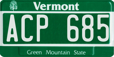 VT license plate ACP685