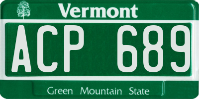 VT license plate ACP689