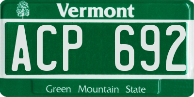 VT license plate ACP692