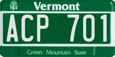VT license plate ACP701