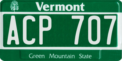 VT license plate ACP707