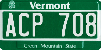 VT license plate ACP708