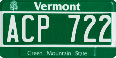 VT license plate ACP722