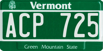 VT license plate ACP725