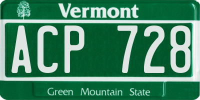 VT license plate ACP728