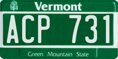 VT license plate ACP731