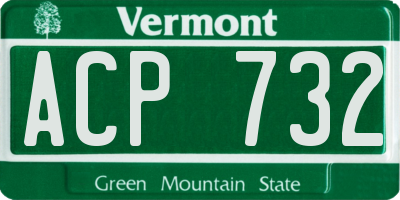 VT license plate ACP732