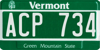 VT license plate ACP734