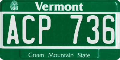 VT license plate ACP736
