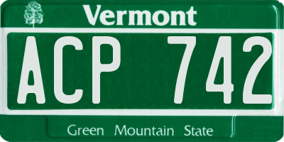 VT license plate ACP742