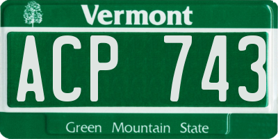 VT license plate ACP743