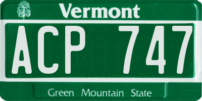 VT license plate ACP747