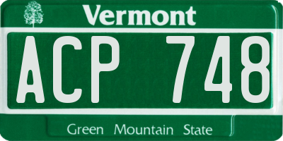 VT license plate ACP748