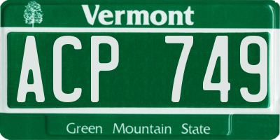 VT license plate ACP749