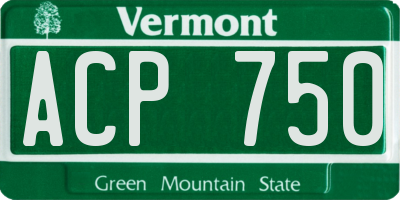 VT license plate ACP750