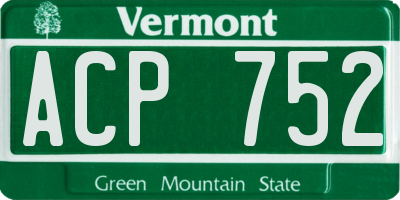 VT license plate ACP752