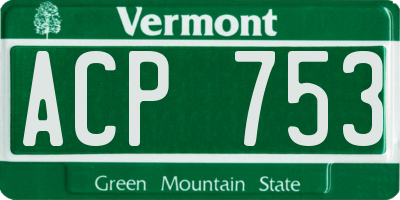 VT license plate ACP753