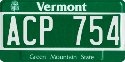 VT license plate ACP754
