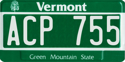VT license plate ACP755