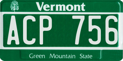 VT license plate ACP756