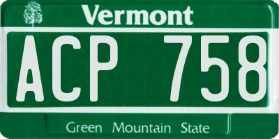 VT license plate ACP758