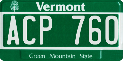 VT license plate ACP760