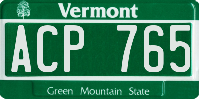 VT license plate ACP765