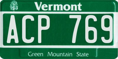 VT license plate ACP769