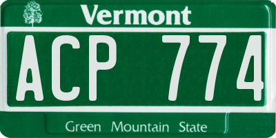 VT license plate ACP774