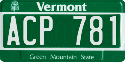 VT license plate ACP781