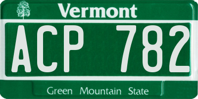 VT license plate ACP782